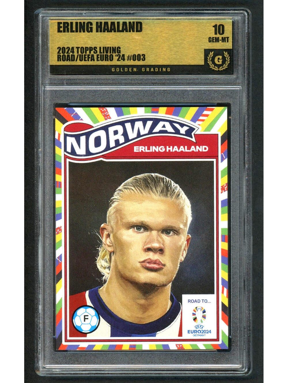 2024 Topps Living #003 Erling Haaland Road/UEFA ‘24 Graded Gem Mint 10